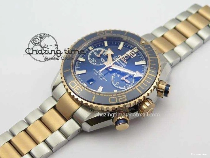 1224 FlexibleFit Seamaster Professional Chrono SS RG Blue Ceramic Blue Dial On SS RG Bracelet A 8211